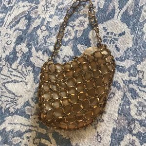 Small gold tone beaded bag